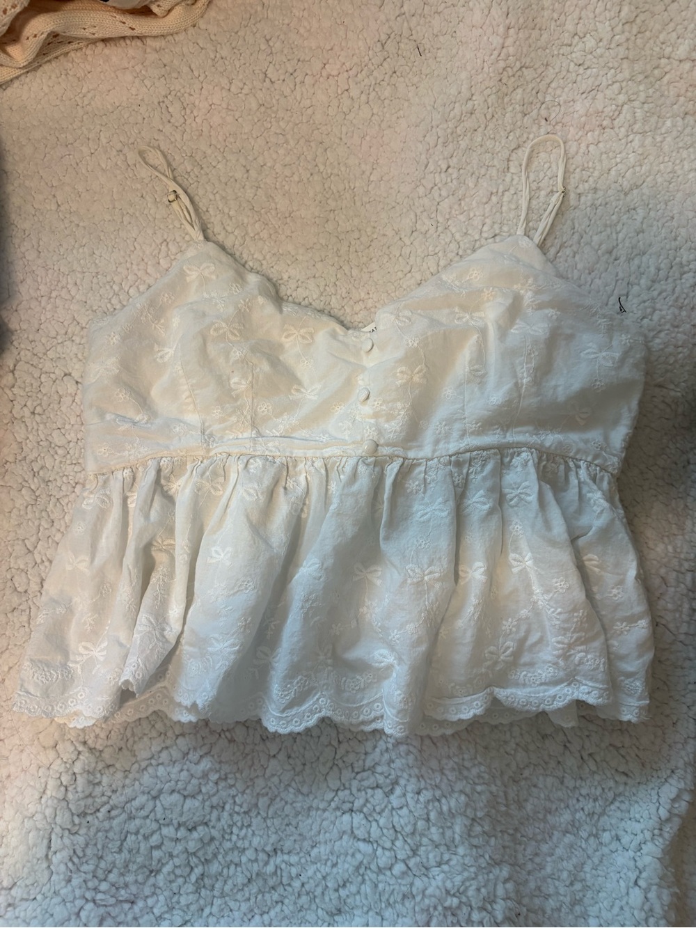 Altar'd State White Embroidered Peplum Tank